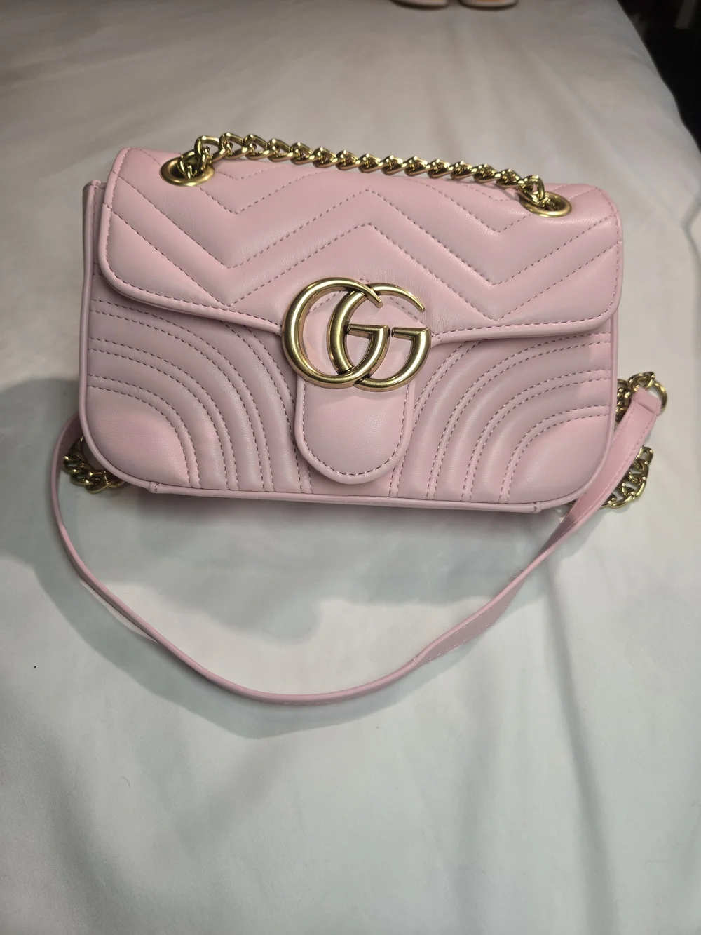 Leather Pink G Matelassé Shoulder Bag )Inspired - Priced To Sell